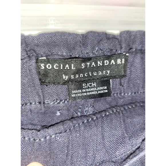 Social Standards Jogger Womens Small Pull On Linen Drawstring Blue High rise - Picture 2 of 11